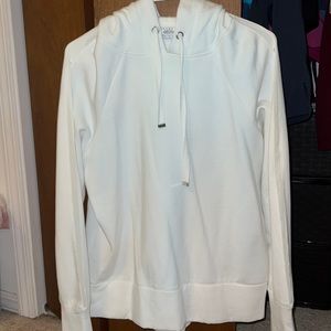 White Hoodie with Mesh lining down the sleeves
